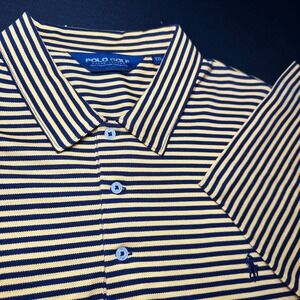 Vintage Polo Golf Polo Shirt Mens XXL Big & Tall Yellow Striped Pima Cotton Peru